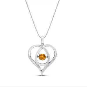 Kay Jewelers Silver Heart Necklace with Orange Gem